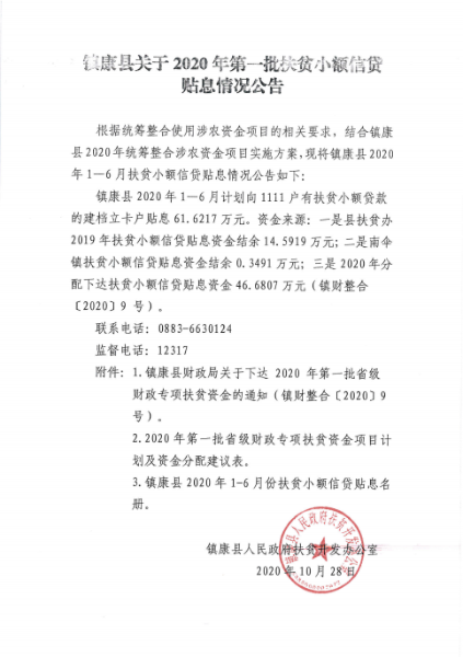 小額信貸貼息公示